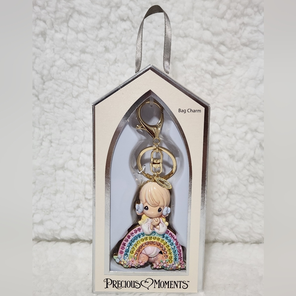Precious Moments Gold-tone Rainbow Girl Bag Charm